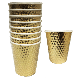 כוס נייר בועות 8יחידות -זהב