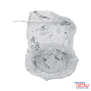 צלוחית קטנה+שקית אורגנזה 12יחידות כסף