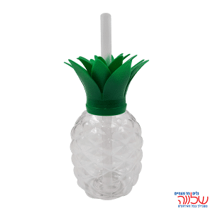כוס עם קש בצורת אננס שקוף