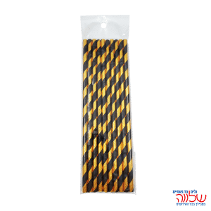 חב' 10 קשים מנייר מהודרים פסים זהב/שחור