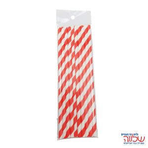 קשיות נייר מעוצבות 10יחידות פסים אדום