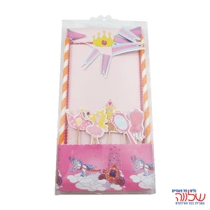 סט קישוטים לעוגה נסיכה ורוד