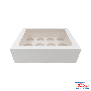 קפ' קרטון ל12 קאפקייקס 34.5 ס"מ לבן