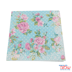 חב' 20 מפיות נייר 33*33 פרחים טורקיז/ורוד