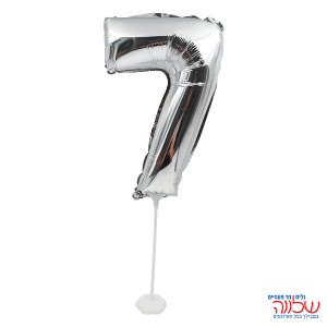 בלון אלומיניום על מקל מספר-7 כסף