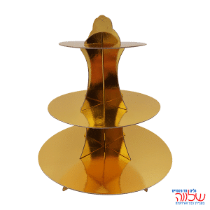 מעמד 3 קומות לעוגה מקרטון זהב