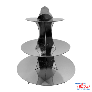 מעמד 3 קומות לעוגה מקרטון כסף