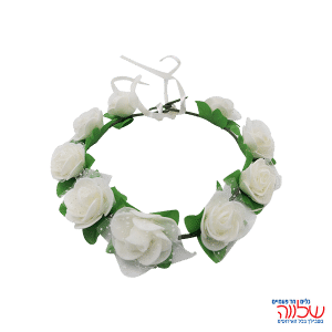 זר לראש פרחים קרם