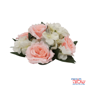 זר 10 פרחים למרכז שולחן ורוד/לבן