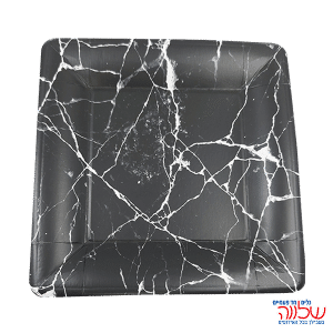 צלחות נייר 27ס"מ  אקולוגי שיש שחור 10 יח'