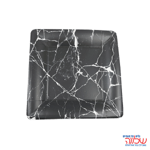 צלחות נייר 23ס"מ  אקולוגי שיש שחור 10 יח'