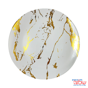 צלחת "10.25" שיש לבן זהב 10 יחידות