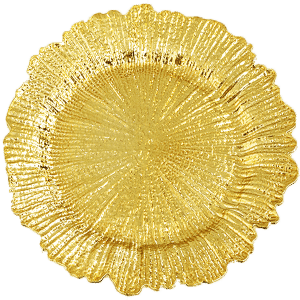 תחתית פלסטיק לצלחת תחרה זהב