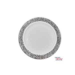 צלחת ססיליה 7.5" לבן כסף 10 יח'