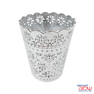 סכומון פלסטיק עגול תחרה כסף 10*12.5