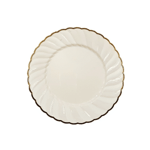 צלחת לוטוס 9.5" קרם זהב 10 יח'